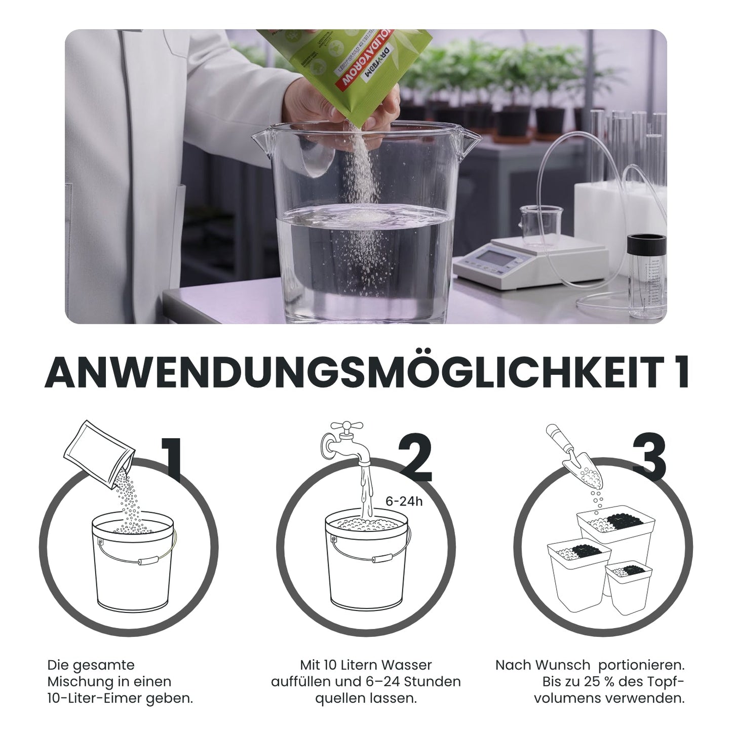 HolidayGrow – Hydrogel Wasser- & Nährstoffspeicher für Pflanzen